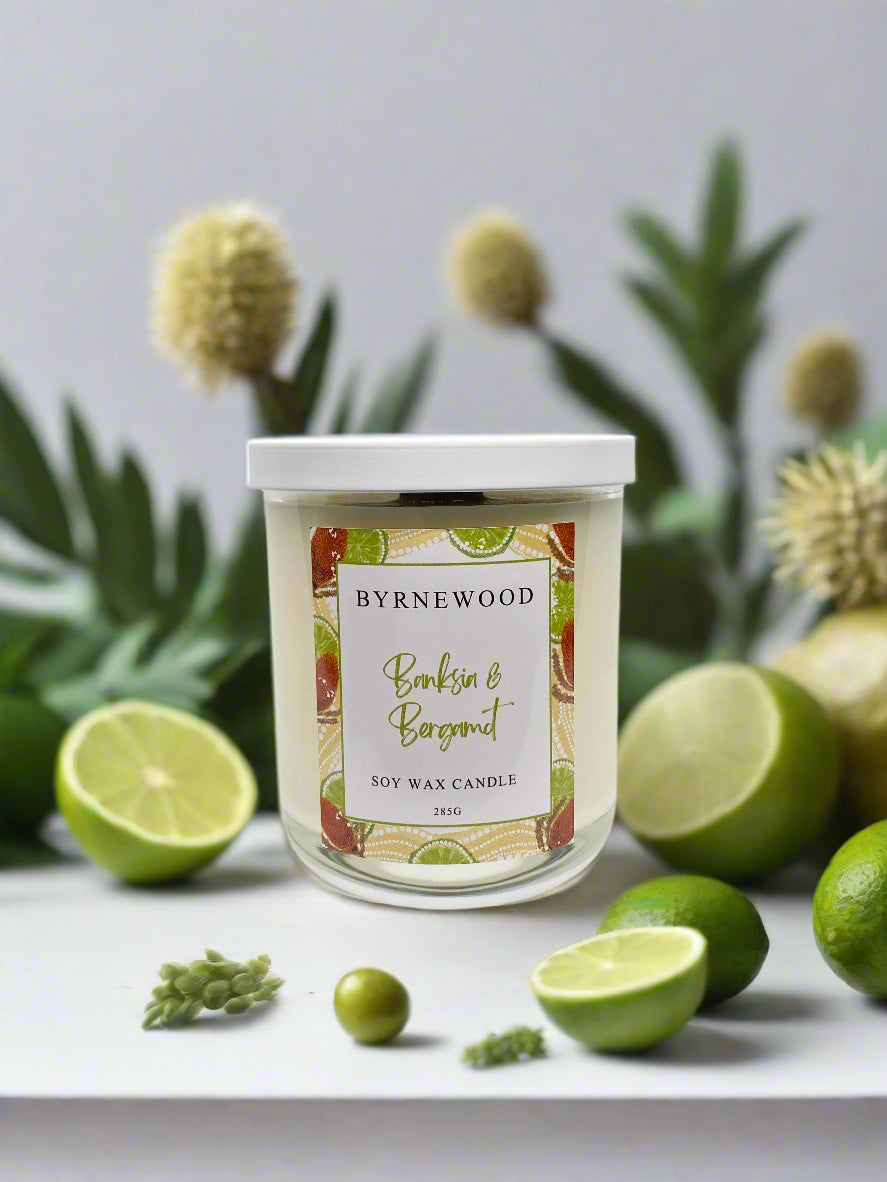 Byrnewood Candle, Gold Coast Candle, Bergamot candle, Scented candle, Banksia Candle, Australian Candle, Jar candle 