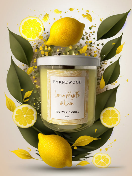 Limited Edition Yellow Lemon Myrtle & Linen Soy Wax Candle 285g