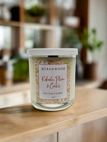 Byrnewood Candle, Gold Coast Candle, Kakadu Plum Candle, Large Scented Candle, Wood Wick Candle 